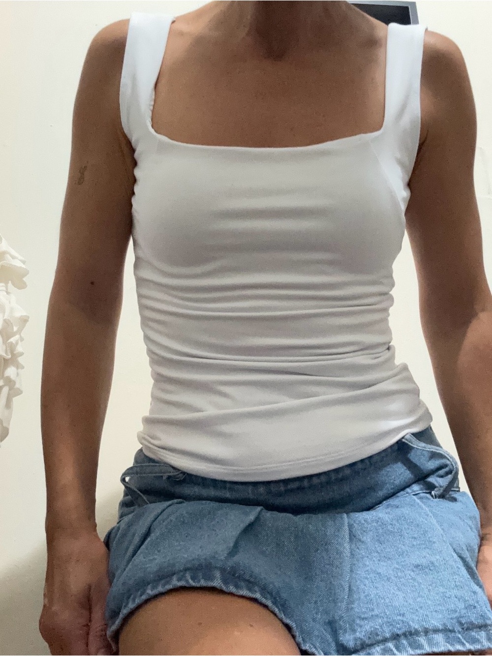 Free People Clean Lines Square-Neck Tank White